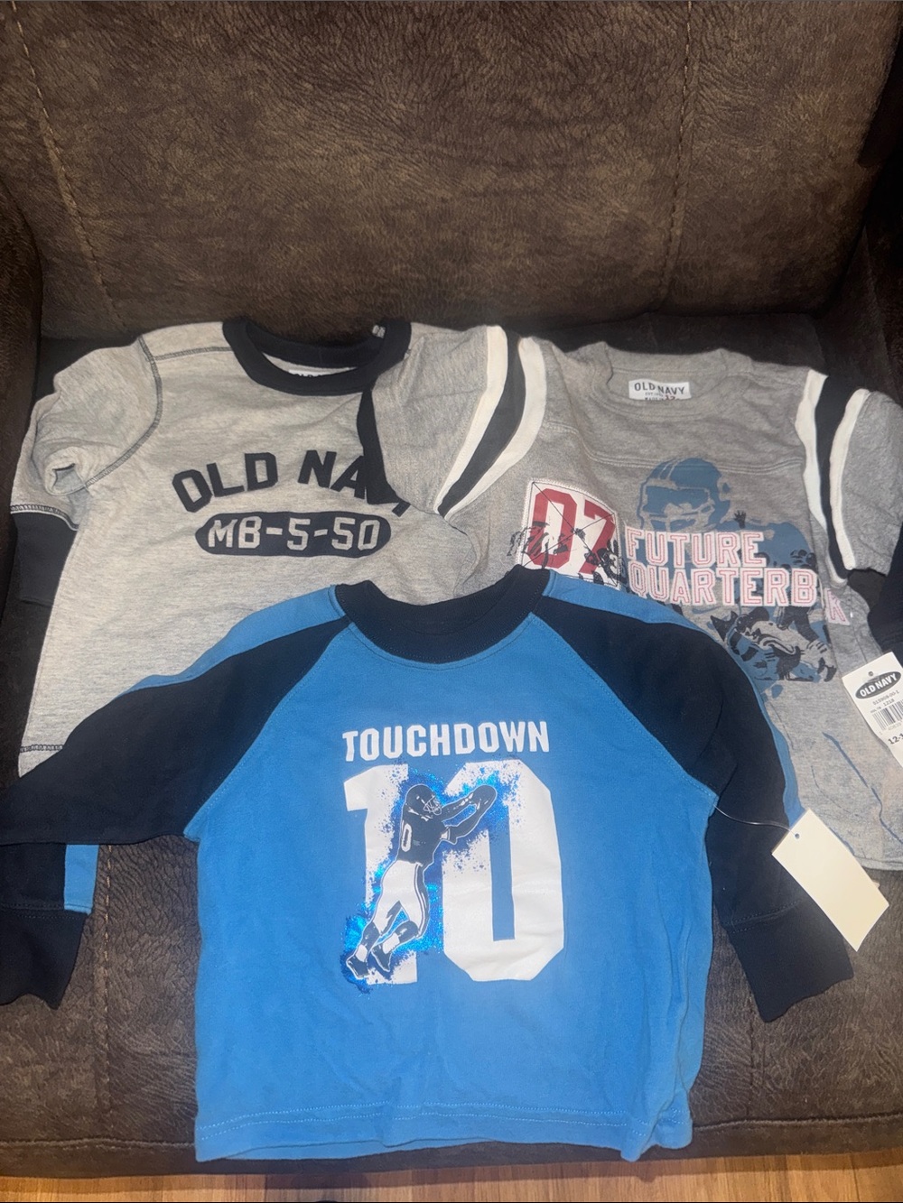 Lot of Old Navy‎ Boys' Long-Sleeve football theme Graphic Tee nwt 12-18 months